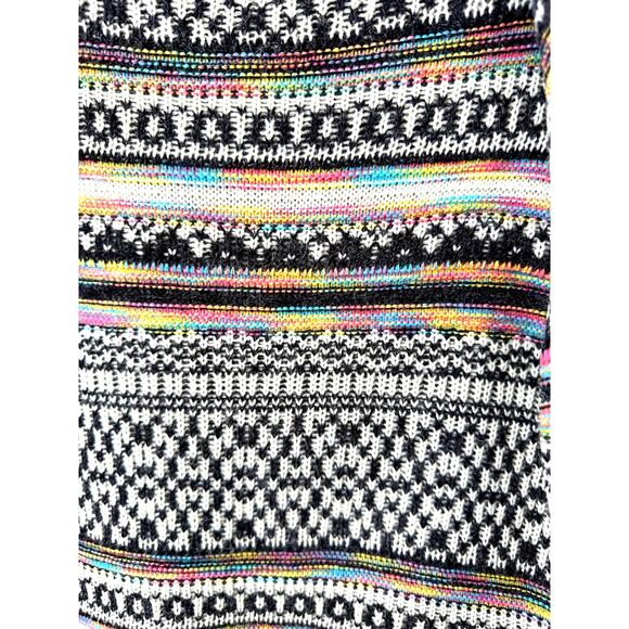 Monteau Sz S Rainbow Fair Isle Open Front Cardigan w/ Hood Boho Pride Cozecore - Picture 2 of 5